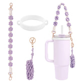 Hand-Woven Flower Water Bottle Strap with Silicone Ring