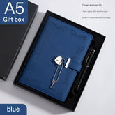 Heart Lock Diary with Key - Vintage Style Journal, Blue PU Leather, Secure and Elegant