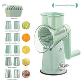 Multi-Function Rotary Vegetable Slicer & Grater - 5 Blade Types (10 Pcs Total) with Storage Box-green