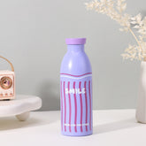 Cute Milk Bottle Thermos - 500ml Stainless Steel Insulated Water Bottle (Purple Stripes)