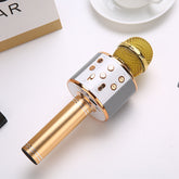Gold Bluetooth 5.0 Karaoke Microphone for Family Entertainment