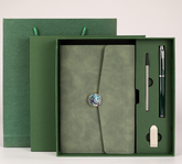 Green Premium A5 Three-Fold Notebook Gift Set with 16GB USB and Pen