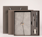 Grey Premium A5 Three-Fold Notebook Gift Set with 16GB USB and Pen