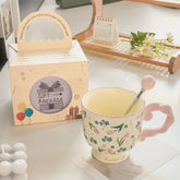 Elegant Ceramic Mug with Sculpted Handle,400ml Vintage Inspired Pedestal Design(Rose pink)