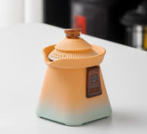 Artisan Ceramic Tea Pot with Built-in Strainer - 280ml, Gradient Finish & Wooden Accents(Yellow+cyan)