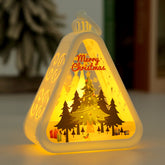 White Christmas tree Charming Christmas Scene Mini Lanterns (Set of 3) - Battery Operated LED Lights for a Cozy Holiday Glow