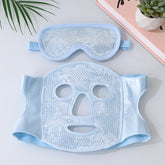 Blue Reusable Cooling Gel Bead Face Mask and Eye Mask Set - Soothing Therapy for Puffy Eyes, Headaches and Facial Relaxation