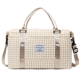 Khaki Expandable Large Capacity Travel Bag - Short Trip Duffle with Trolley Sleeve, Maternity & Gym Storage (47x17x30 cm)