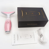 Pink Color Light Therapy Beauty Tool and Neck Massager - Essence Infusion Device for Lifting, Firming, Hydration & Skin Rejuvenation