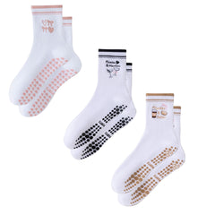 Pilates Grip Crew Pattern Socks