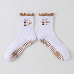 Pilates Grip Crew Pattern Socks