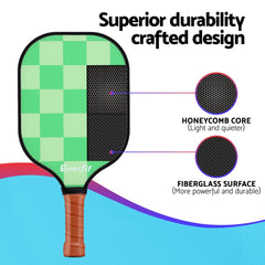 Everfit Pickleball Paddle Set Fiberglass with Balls Bag Tournament Kit 2PCS Pickle Balls Rackets