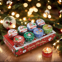 Christmas gift Aussie Christmas Scented Candle Set – 8-Piece Tin Candles with Festive Scents & Designs for Holiday Cheer