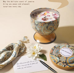 Christmas gift Aussie Scented Candle Set-4 Fragrances (Rose, Jasmine, Lemon, Lavender) in Artistic Tins for Home Ambiance & Gifting