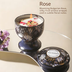 Christmas gift Aussie Scented Candle Set-4 Fragrances (Rose, Jasmine, Lemon, Lavender) in Artistic Tins for Home Ambiance & Gifting