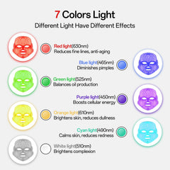 7-Color Facial Light Mask for Home Skincare – Rechargeable LED Beauty Device with 270 LEDs, One-Touch Control & Auto-Timer (White with Rose Gold Trim)   | Other Colors Available in Store