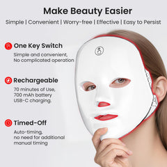 7-Color Facial Light Mask for Home Skincare – Rechargeable LED Beauty Device with 270 LEDs, One-Touch Control & Auto-Timer (Black with Gold Trim)   | Other Colors Available in Store