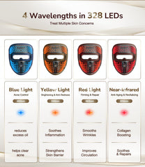 High-Performance 3D LED Beauty Mask – 4 Light Modes, 328 LEDs, Wireless Operation, Adjustable Timer, Lightweight & Flexible Fit – Reveal Radiant Skin (Brown)