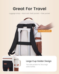 School Backpack for Teens & Students – Large Capacity Laptop Bag with 15.6 Inch Compartment, Waterproof Fabric & Multiple Pockets, Ideal for College, Travel, and Daily Use (Brown)