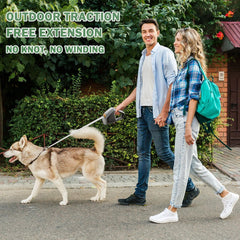 Dog Leash - Retractable Dog Leash - Strong Nylon Rope - 16 Feet (4.9 Meters) - One-Hand Brake, Stop, and Lock - Suitable for Medium and Large Dogs up to 105 lbs (49.9 kg) - Suitable for Walking and Training (White)