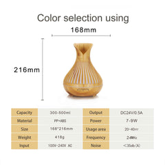 Essential Oil Aroma Diffuser and Remote - 500ml Tulip Top Wood Mist Humidifier