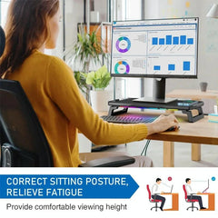 Usb Monitor Stand Riser with Type-c Ports - Wireless Charging White