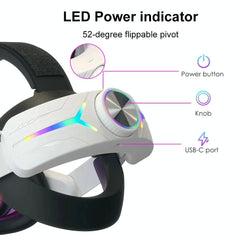 Foldable Rgb Headset for Meta Quest 3 - Usb Rechargeable - White