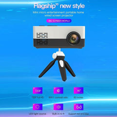 Mini Led Projector With Tripod Mount - Supports Av / Hdmi / Usb / Tf - 1080P Hd - Pink White
