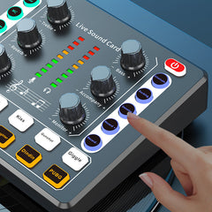 Vibe Geeks Noise Reduction Sound Card Digital Audio Mixer for Live Streaming-typec Rechargeable - Black