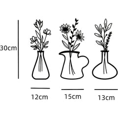 Metal Iron Flower Vase Wall Art Decoration