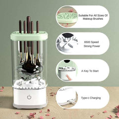 White Electric Makeup Brush Cleaner and Dryer – USB Automatic Household Cleaning Device with UV Sterilization and Fast Drying Function