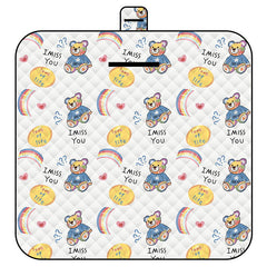 Thickened Waterproof Picnic Blanket - Portable Outdoor Beach Mat for Camping and Hiking 150*200cm(Rainbow Bear)