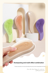 2 Pcs Purple Eco-Friendly Wheat Straw Hair Care Set - Massage Brush, Detangling Comb, and V-shaped Comb for All Hair Types