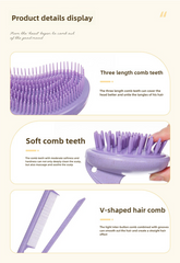 2 Pcs Pink Eco-Friendly Wheat Straw Hair Care Set - Massage Brush, Detangling Comb, and V-shaped Comb for All Hair Types