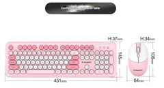 Blue Punk Color Wireless 2.4G Keyboard and Mouse Combo - Ergonomic Design with Long Battery Life