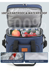 Navy Blue 23L Extra Large Insulated Cooler Bag with Double Layers - Perfect for Camping, Picnics, and Outdoor Adventures
