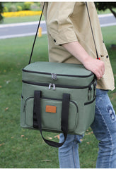 Navy Blue 23L Extra Large Insulated Cooler Bag with Double Layers - Perfect for Camping, Picnics, and Outdoor Adventures