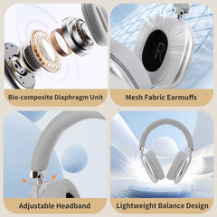 Pink Wireless Over-Ear Headphones - Bluetooth 5.3, Knob Control