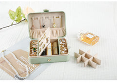 Beige Elegant Quilted PU Leather Jewelry Box - Portable Organizer for Travel & Home