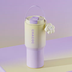 304 Stainless Steel Insulated Tumbler,Large Capacity with Handle and Cute Cloud Accessory(Purple)