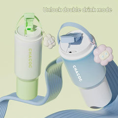 304 Stainless Steel Insulated Tumbler,Large Capacity with Handle and Cute Cloud Accessory(Purple)