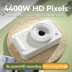 Student HD Digital Camera - 44MP, 8x Zoom, Autofocus, Dual Lens, Type-C Charging (Black)