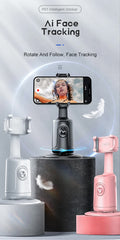White AI Smart Auto Tracking Phone Holder - 360° Rotation Face & Body Tracking Mount