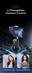 White AI Smart Auto Tracking Phone Holder - 360° Rotation Face & Body Tracking Mount