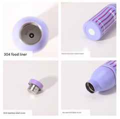 Cute Milk Bottle Thermos - 500ml Stainless Steel Insulated Water Bottle (Blue Prism)