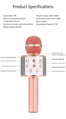 Rose Gold Bluetooth 5.0 Karaoke Microphone for Family Entertainment