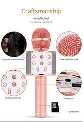 Rose Gold Bluetooth 5.0 Karaoke Microphone for Family Entertainment