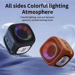 Blue T&G Portable Cube Bluetooth Speaker - RGB Lights, FM Radio, Multi-Input Sound System