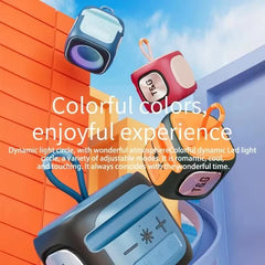 Blue T&G Portable Cube Bluetooth Speaker - RGB Lights, FM Radio, Multi-Input Sound System