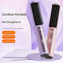 Cordless Hair Straightener Comb - 4 Temperature Settings, USB-C, PTC Heating(purple)